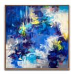 Abstract blue painting with color fields