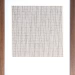 Framed tan thread on paper work by Fringe Gallery artist Rebecca Messier