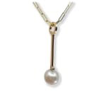 Medium Grey Akoya Pearl Charm by Slate Gray Gallery studio jeweler Lauren Chisholm