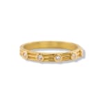 Gold fluted band with 5 diamonds by studio jeweler Barbara Heinrich