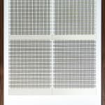 Framed green thread on paper work by Fringe Gallery artist Rebecca Messier
