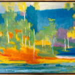 "Boulder River View", an abstract forest landscape oil painting by Slate Gray Gallery Artist Marshall Noice