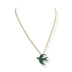 Tsavorite Bird Necklace by Slate Gray Gallery studio jeweler Nayla Shami