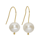 Large South Sea White Pearl Earrings by Fringe Gallery studio jeweler Marki Knopp