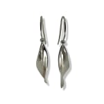Polished Silver Single Leaf Earrings by Slate Gray Gallery studio jeweler Timo Krapf
