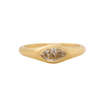 Yellow gold and diamond signet ring by Fringe Gallery studio jeweler Barbara Heinrich