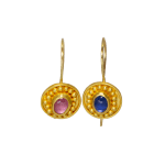 Pink & Blue Sapphire Stones Earrings by Fringe Gallery studio jeweler Marki Knopp