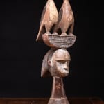 Idoma Crest mask topped topped with build-up double mouth structure., interbellum