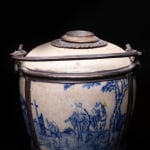 Vietnamese white Porcelain Table Water Pipe with Blue-Glazed Decoration representing a Rider asking his way, 19th Century