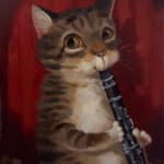 cat playing clarinet