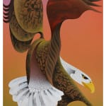 painting of an eagle wiht bright gradient color background
