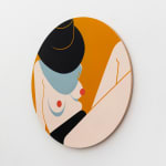 Painting of a topless woman with a black sun hat by Jillian Evelyn