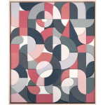 Scott Albrecht wood relief painting abstract forms in blue and pink tones