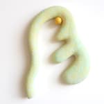 CHIAOZZA - abstract pale green and yellow paper pulp wall sculpture.