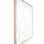 Scott Albrecht wood relief piece in white with pink, blue and gray painted sides - side view