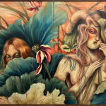 painting of two muses in a garden by Miss Van