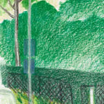 sketch lush greenery and a black fence