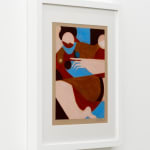 Abstract painting of a woman holding a snail on her finger