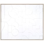 Scott Albrecht wood relief painting, all white abstract forms