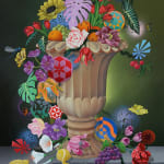 Casey Gray's painting of colorful flowers in a vase