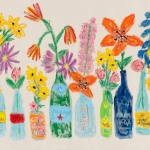 Michael McGregor's painting of colorful flowers in vases