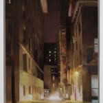Kim Cogan - painting a street view in city at night with yellow tone street light