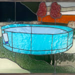 Pat Perry and Rosemary Brown collaborative stainedglass work of an above ground pool