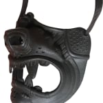 black face mask shaped like a dogs face (side view)