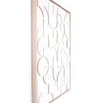 Scott Albrecht wood relief piece in white with pink, blue and gray painted sides - side view