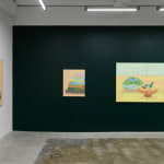 Install photo of Danym Kwon's "A Soft Day." From left to right, "You Smiled, and Sparkling Light Shined on the Water," "Slow Days," "The Season of You, My Dear."