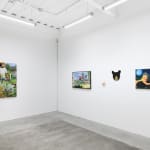 Install Image of "Oddkin", from left to right, “Weedwacker”,"Birds on the Block", "Balloon Frog", "Golden Black Bear", "Together at Collapse".