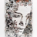 Paper collage of a silhouette of a woman's face by Vhils