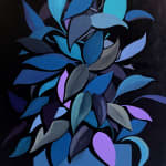 Dennis Brown's painting of a plant in blue in purple