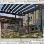 Painting by Valeri Larko of an abandoned room on wall