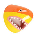 sculpture of a shark head with its teeth showing