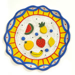 Jackie Brown's sculpture with of a plate with fruit