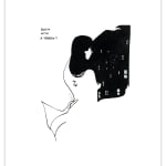 line drawing of a nude woman looking out a window into the night