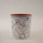 Mattie Hinkley ceramic vase with naked humans painted around the perimeter