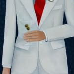 Angela Burson's painting of a man wearing a suit holding a martini