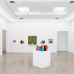 Installation image of We Are Out of Office's steel sculptures at Hashimoto Contemporary