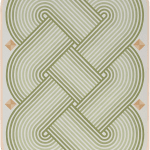 Sofia Shu - painting of olive green geometric round and lines overlaying one another almost like a flat knot.