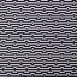 Rebecca Kaufman's painting of a geometric pattern in black and white