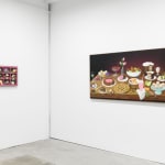 Install image of Sweet Bountiful Life, from left to right is "Salt & Chocolates" and "Still Life with Just Desserts".