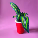 Allison Baker's sculpture of a plant in a red solo cup