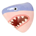 sculpture of a shark head with its teeth showing