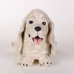 Katie Kimmel - ceramic sculpture of a white basset hound