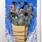 framed David heo collage of a bouquet of sharks