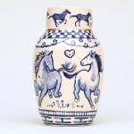 Catalina Cheng's vase with horses painted in blue