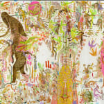 Mu Pan painting of animals and human hybrid creatures eating, fighting, sleeping, etc