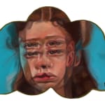 painting of a girl with blurred eyes by Alex Garant